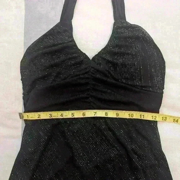 Le Chateau Formal Black Midi Sparkly Halter Dress - size Small - Picture 4 of 10